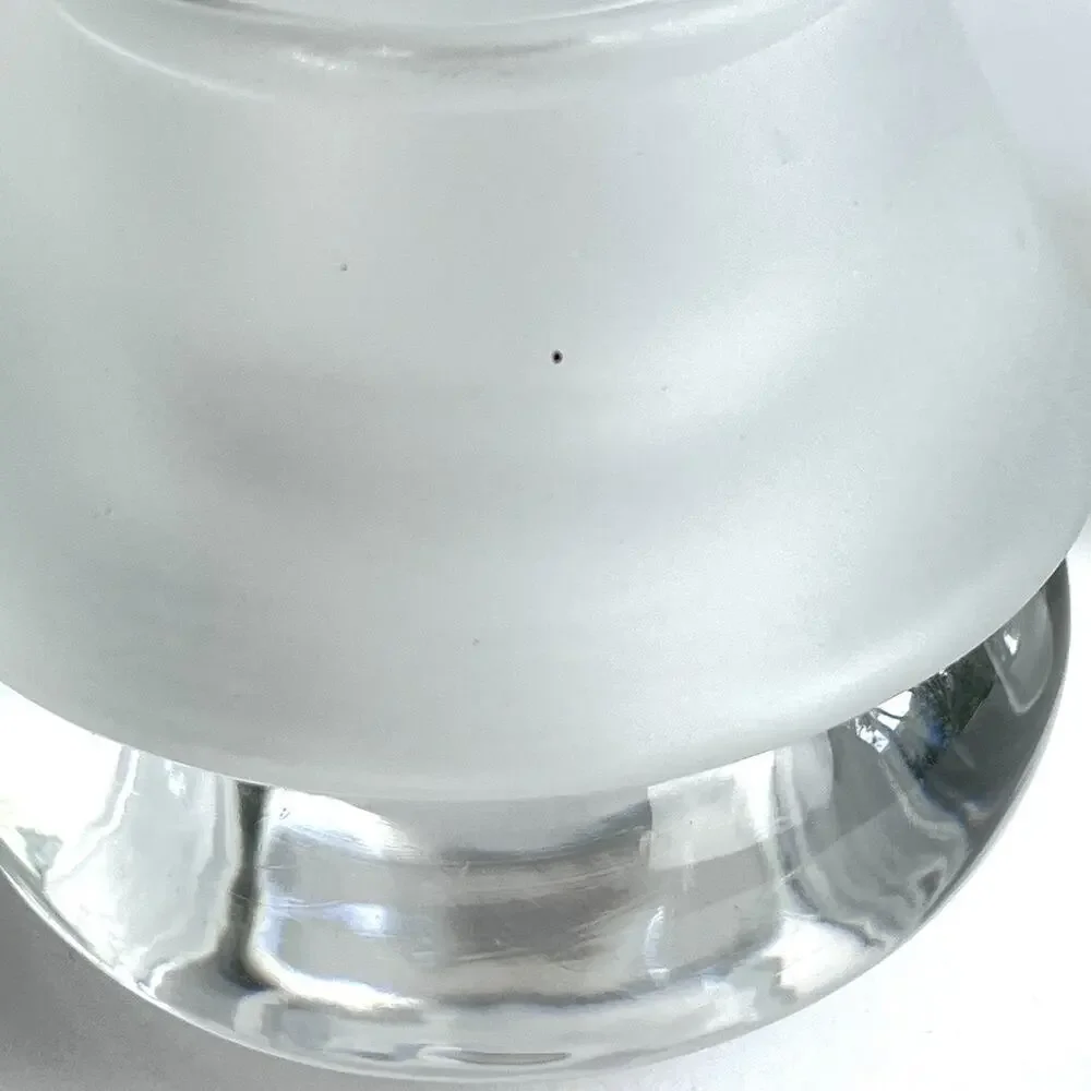 Crate & Barrel Luna Votive Holders Set of 3 Heavy Clear & Frosted Glass Lantern